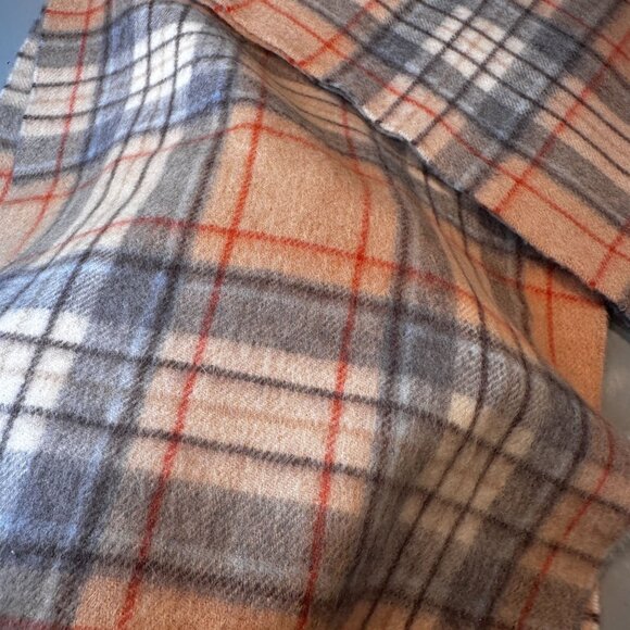 Altea Neck Scarf Italy Wool Shawl Windowpane Plaid Angora Fringed Accessories - Picture 4 of 13